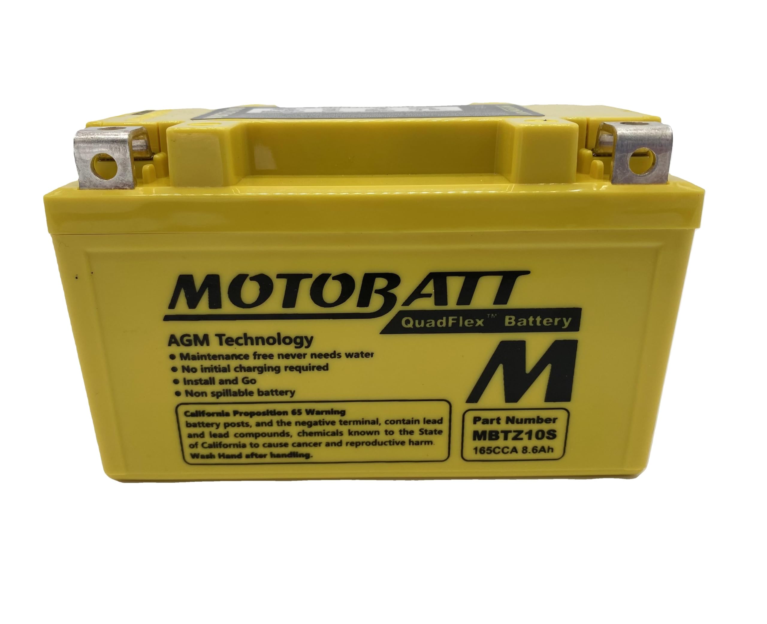 MotoBatt MBTZ10S 12V 8.6Ah AGM Wstępnie naładowany uszczelniony akumulator - kompaktowy i bezobsługowy, 151x87x95 mm, do skuterów i lekkich motocykli