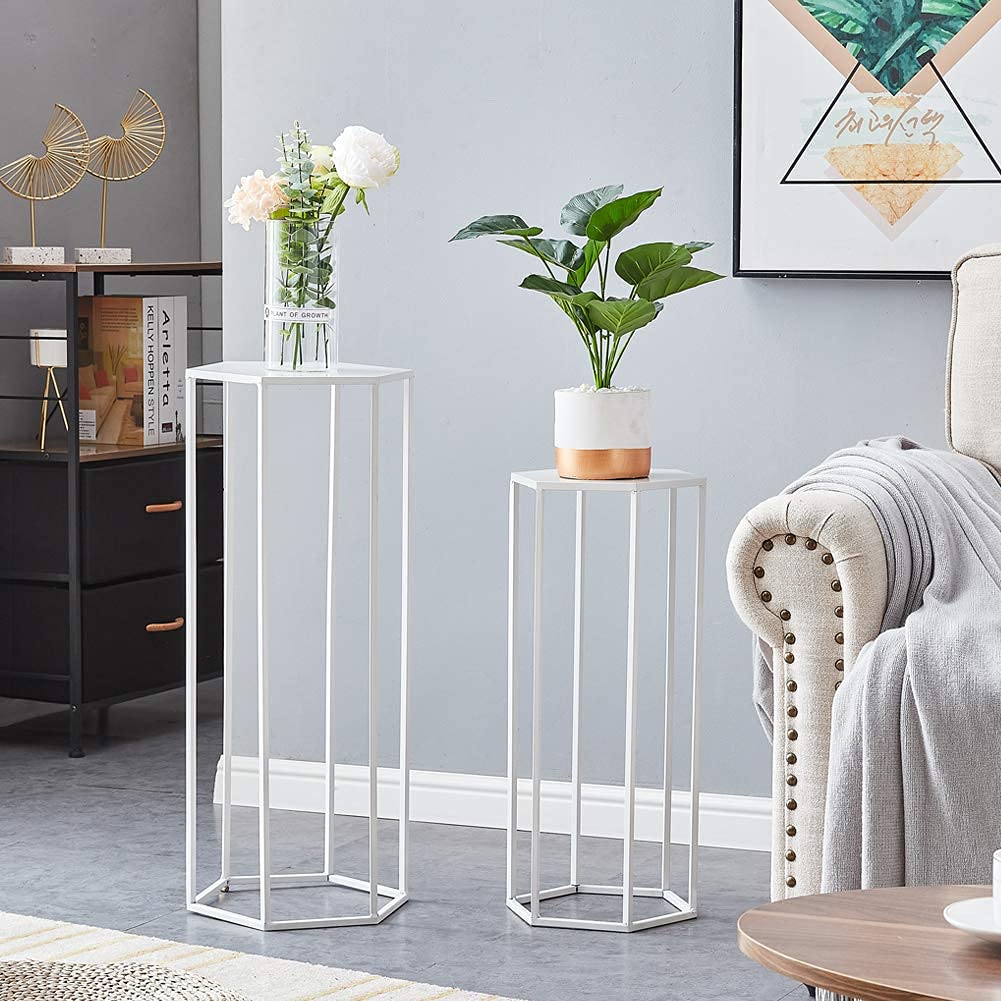 Mxfurhawa Metal Plant Stand Nesting Flower Display Table Tall Hexagon