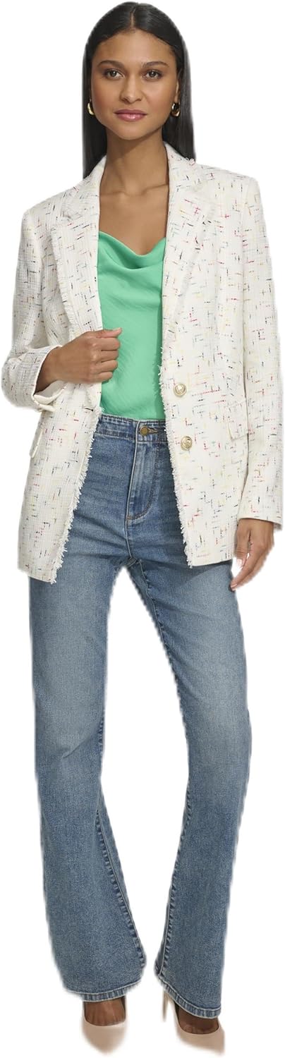 Karl Lagerfeld Womens Tweed Fashion Blazer