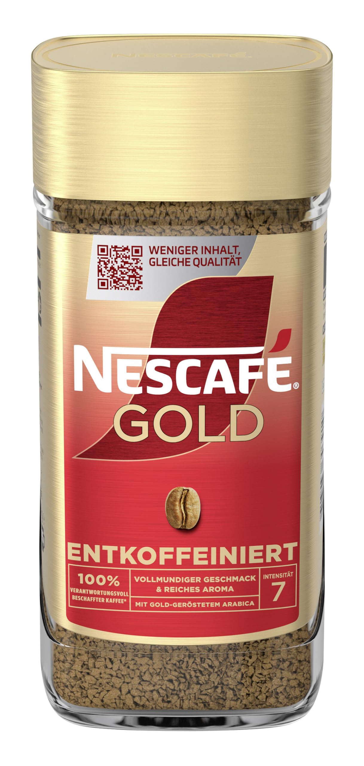 NESCAFÉ GOLD Entkoffeiniert, löslicher Bohnenkaffee, Instant-Kaffee aus erlesenen Kaffeebohnen, vollmundig & aromatisch, koffeinfrei, 4er Pack (1 x 190g)