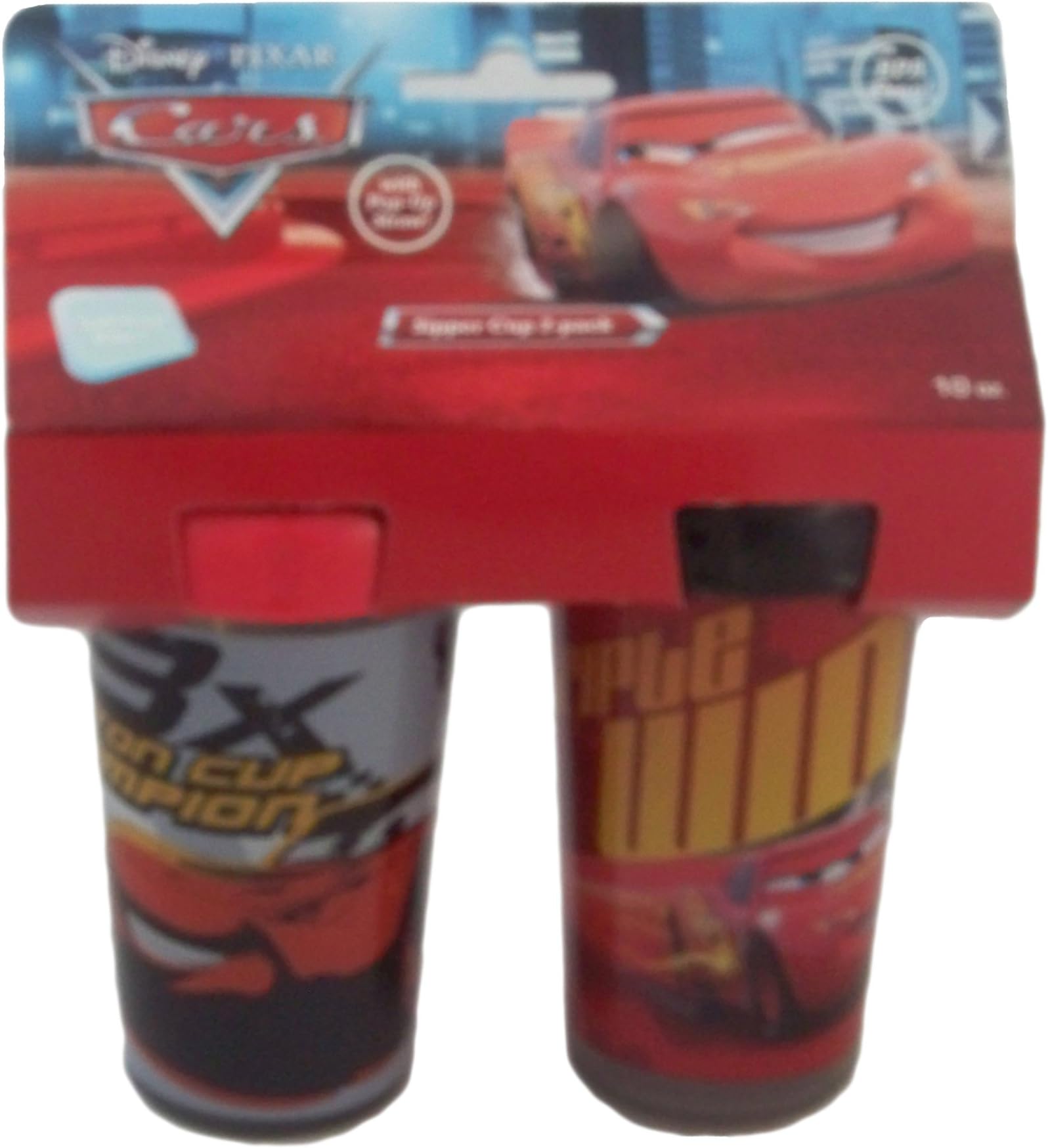 Disney Pixar's Cars Lightning Mcqueen 10 Oz. Red/Gray Sippy Cup with Pop-up Straw - 2 Pack