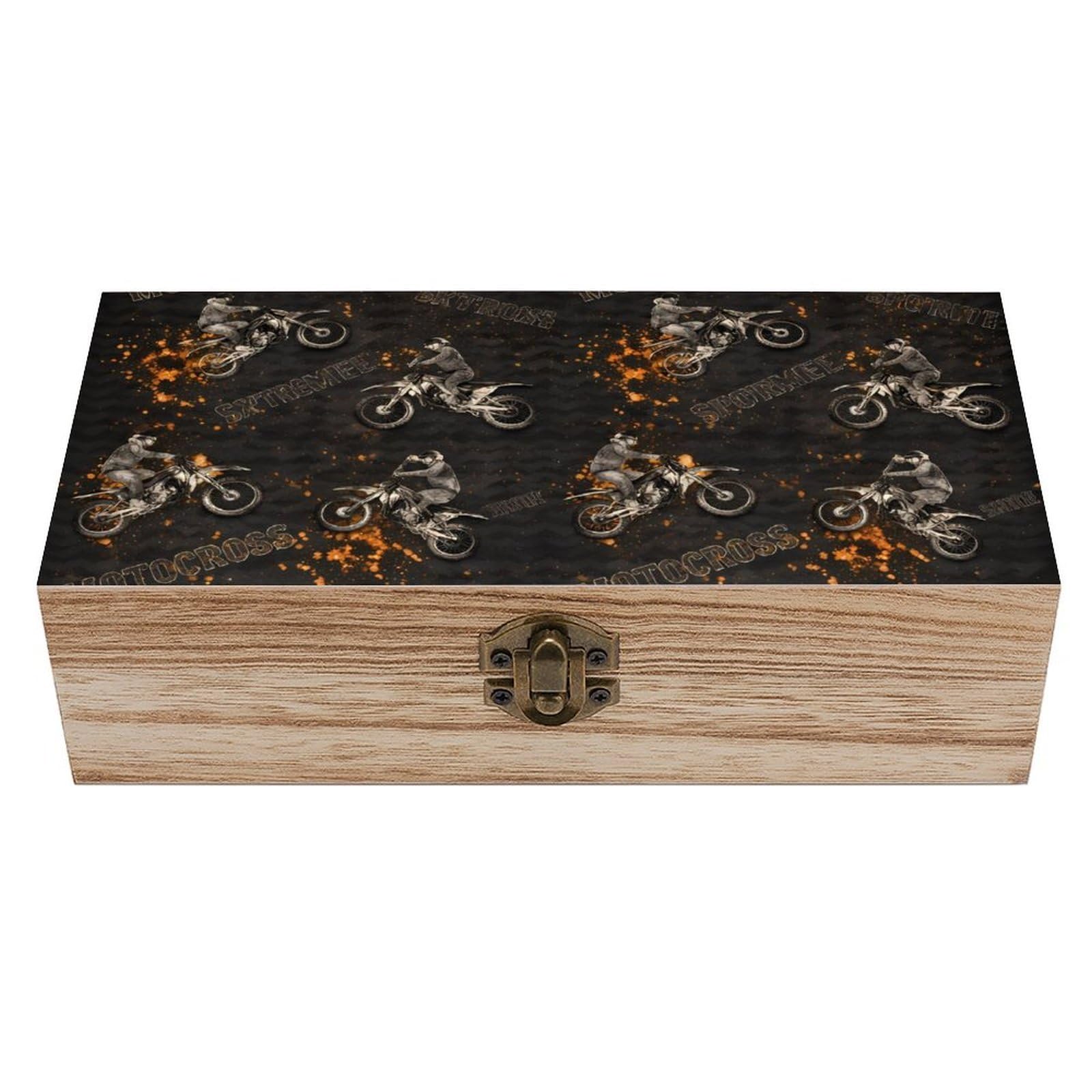 HLBSDM Brown Motorcycle Motocross Dirt Bikes Wooden Storage Box