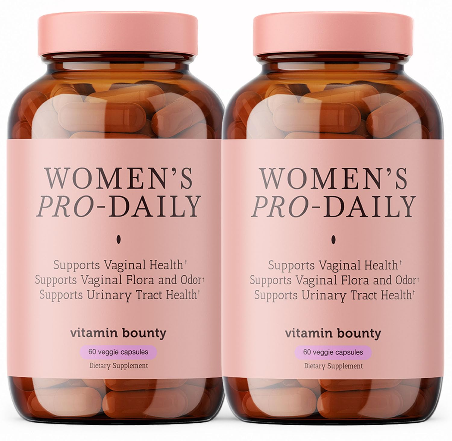 Vitamin Bounty Women's Pro-Daily Probiotic - Supports Vaginal, Digestive & pH Balance, 10 Billion CFUs, 5 Strains + Cranberry - 2 Pack of 60 Capsules