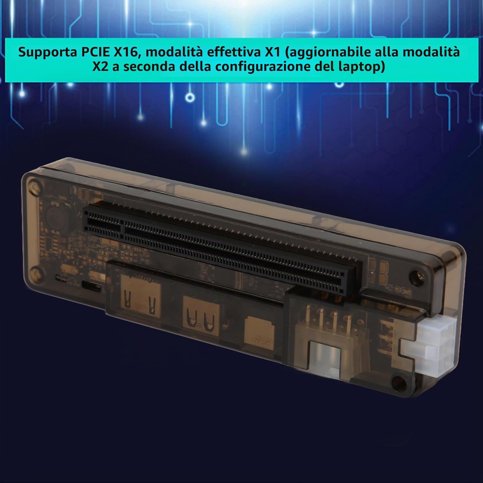 Dock per Scheda Grafica Esterna, Dock per Scheda Video Esterna per Laptop, Adattatore GPU PCI E, Uscita 6 Pin + 8 Pin, Expresscard, Cavo Dati USB PCIE X16, per EXP GDC