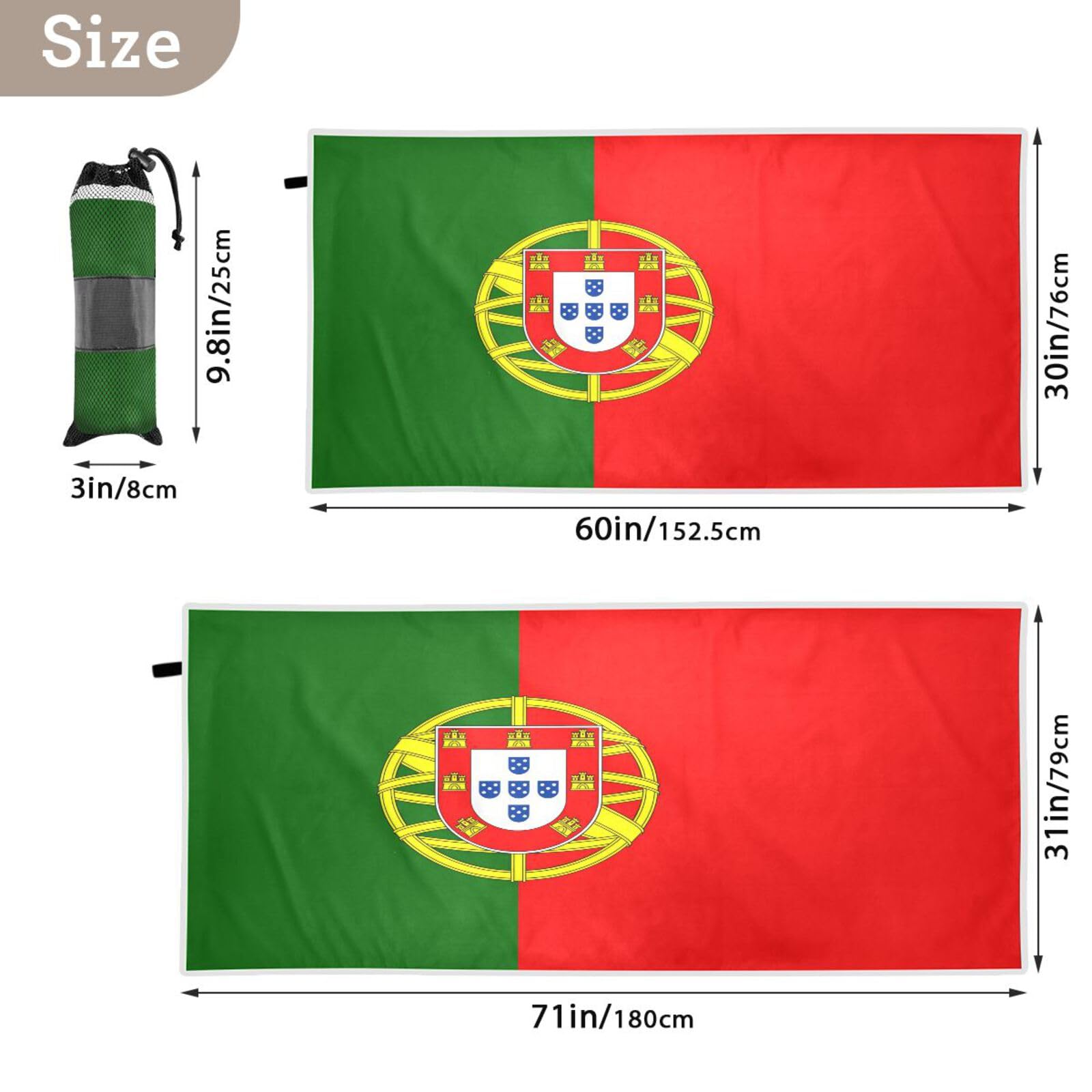 Flaga Portugalia ręczniki kąpielowe plaża 79 cm x 178 cm miękkie i chłonne ręczniki plażowe oversize dla kobiet, w podróż, kemping i wakacje