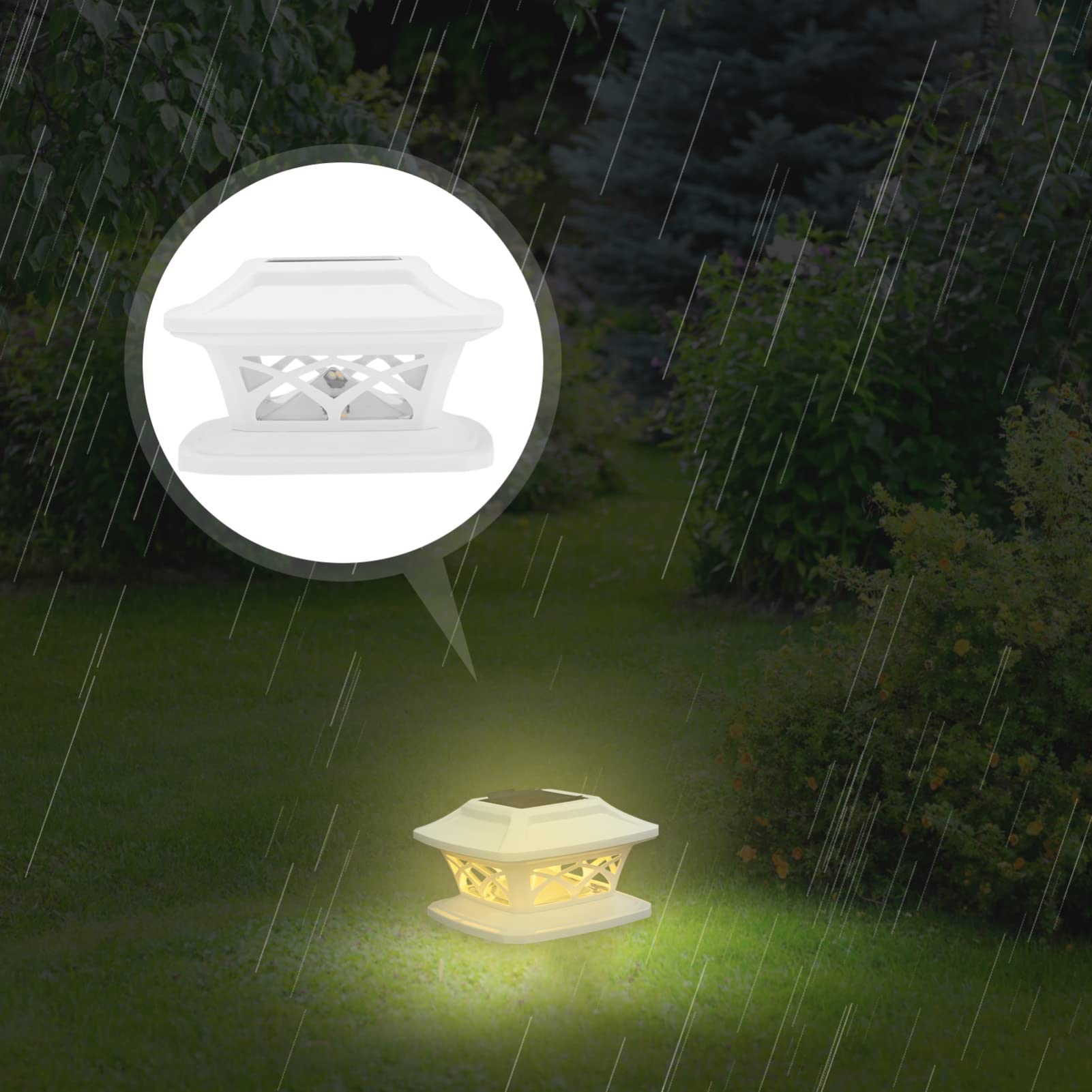 Uonlytech 3 Pezzi per Recinzione Paesaggistica per Esterni Palo Quadrato Pilastro Decorazione da Giardino Lampada da Notte Cappucci per Inondazione LED Decorazione Patio Luci Solari