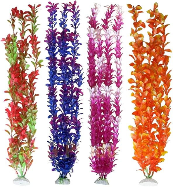 Awlstar Large Realistic Artificial Aquarium Plants Fish Tank Plastic Plants 22 Inch Tall4 Pack