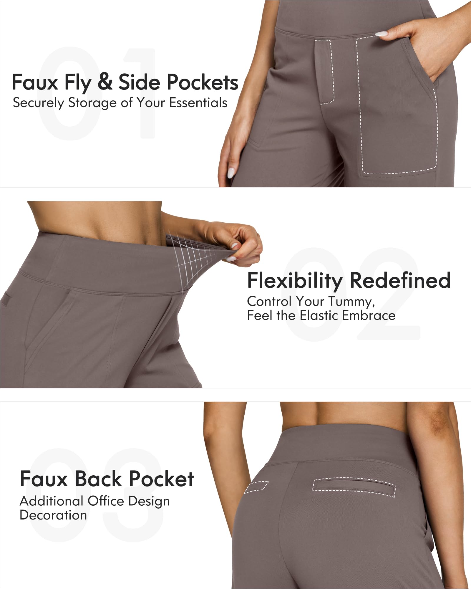 G4Free Pantalones de Yoga Mujer Pantalones de Pierna Ancha con Bolsillos Cintura Alta Vestido Elástico Casual Pantalones de Chándal Petite/Regular/Alto