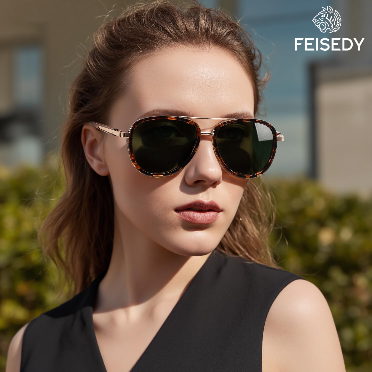 FEISEDY Retro Polarized Aviator Sunglasses for Women Men Vintage Square Sunglass With Classic Style B0259 - Image 3