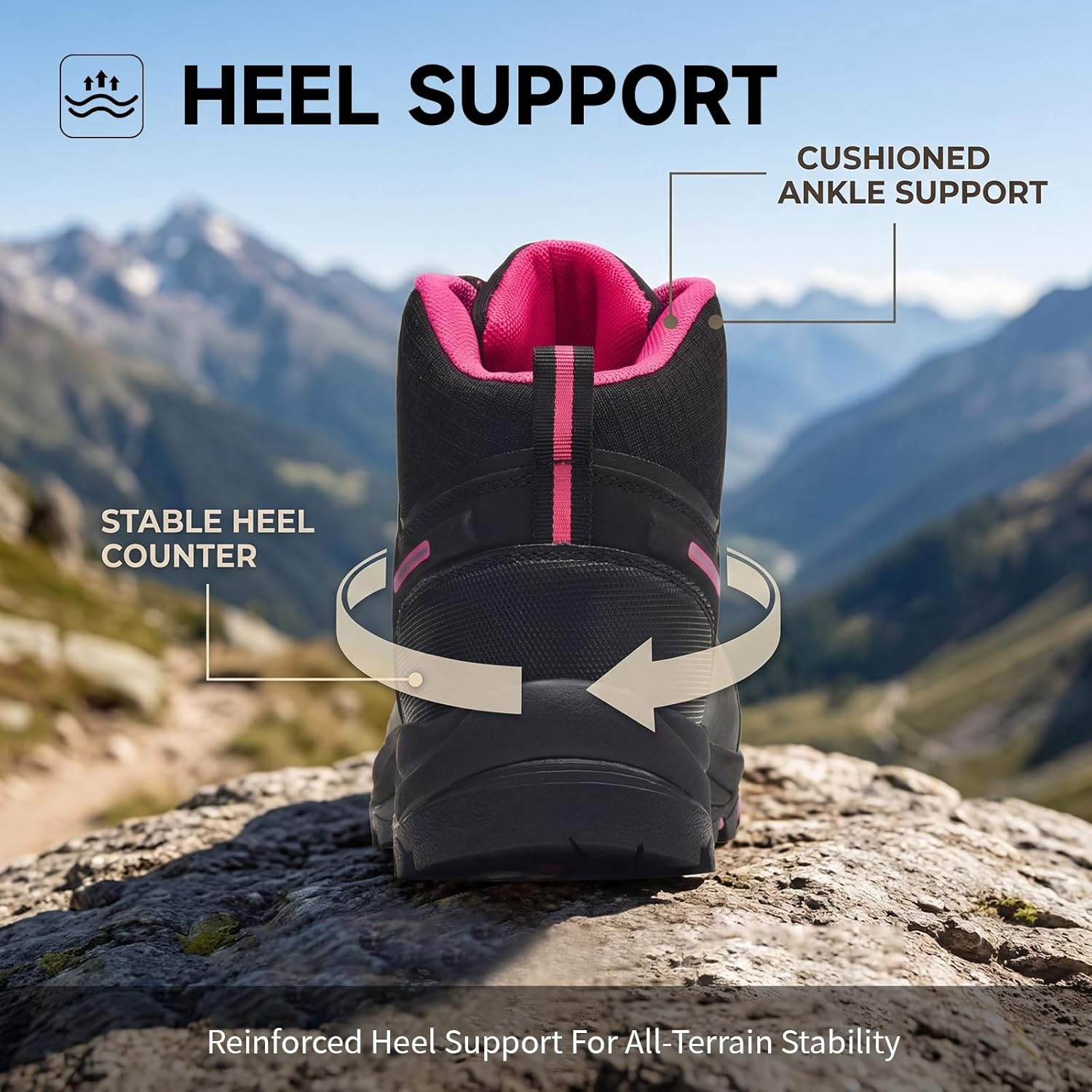 Stasslang Hiking Boots for Women Wide Toe Box Waterproof Non-Slip Lightweight Outdoor Trekking Trail Shoes