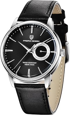 Pagani Design Mens Minimalist Quartz Watch, Casual Watches for Men, 40mm Case, Leather Strap, 100m Water Resistant, Date Display, Japanese MovementVH65