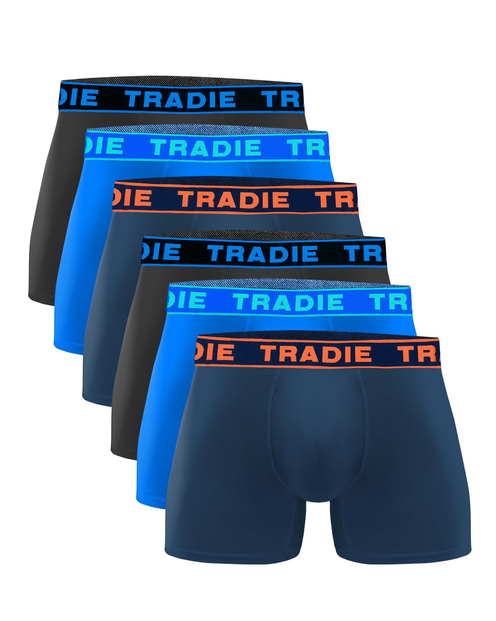 Tradie Men's Morning Walk Bamboo Fitted Trunk 6-Pack Underwear, Soft, Comfortable, Breathable Underwear, Boxer-Brief, M