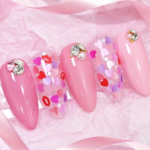 Miniatura 5 de 6 rejillas de San Valentín 3D corazón purpurina lentejuelas rosa corazón rojo purpurina copos corazones arte uñas purpurina purpurina diseños de