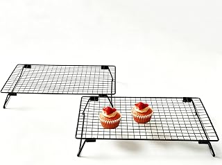 Cooling Racks for Cooking and Baking,13.4x9.4 Inch 2-Pack | This Durable Carbon Steel Wire Cooling Rack is Stackable, Ideal for Cookie Cooling, Roasting, and Making Jerky