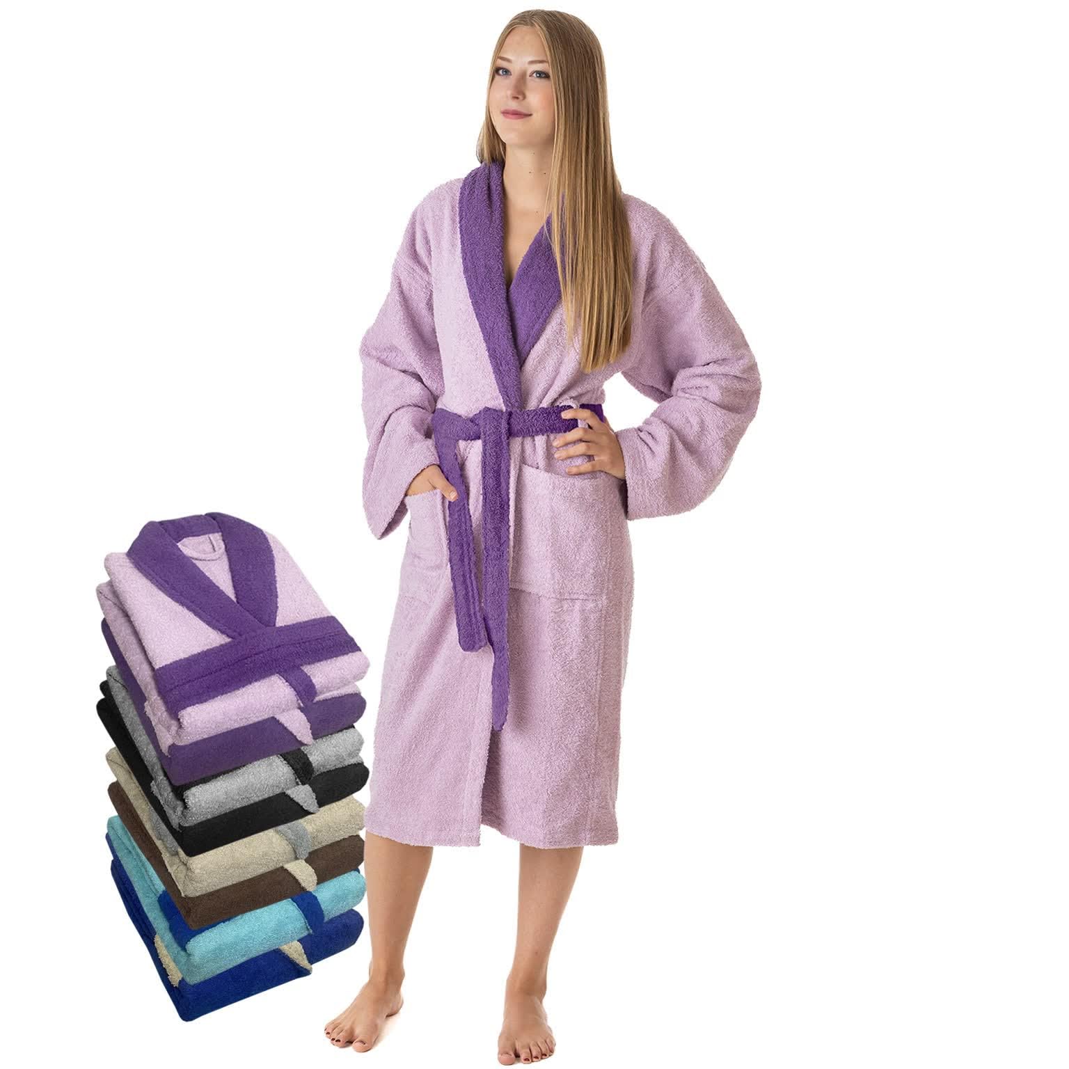 LEBENGOOD Accappatoio donna 100% cotone spugna americana 450 gsm - Accappatoio da bagno per doccia, morbido, assorbente, unisex, OEKO-TEX
