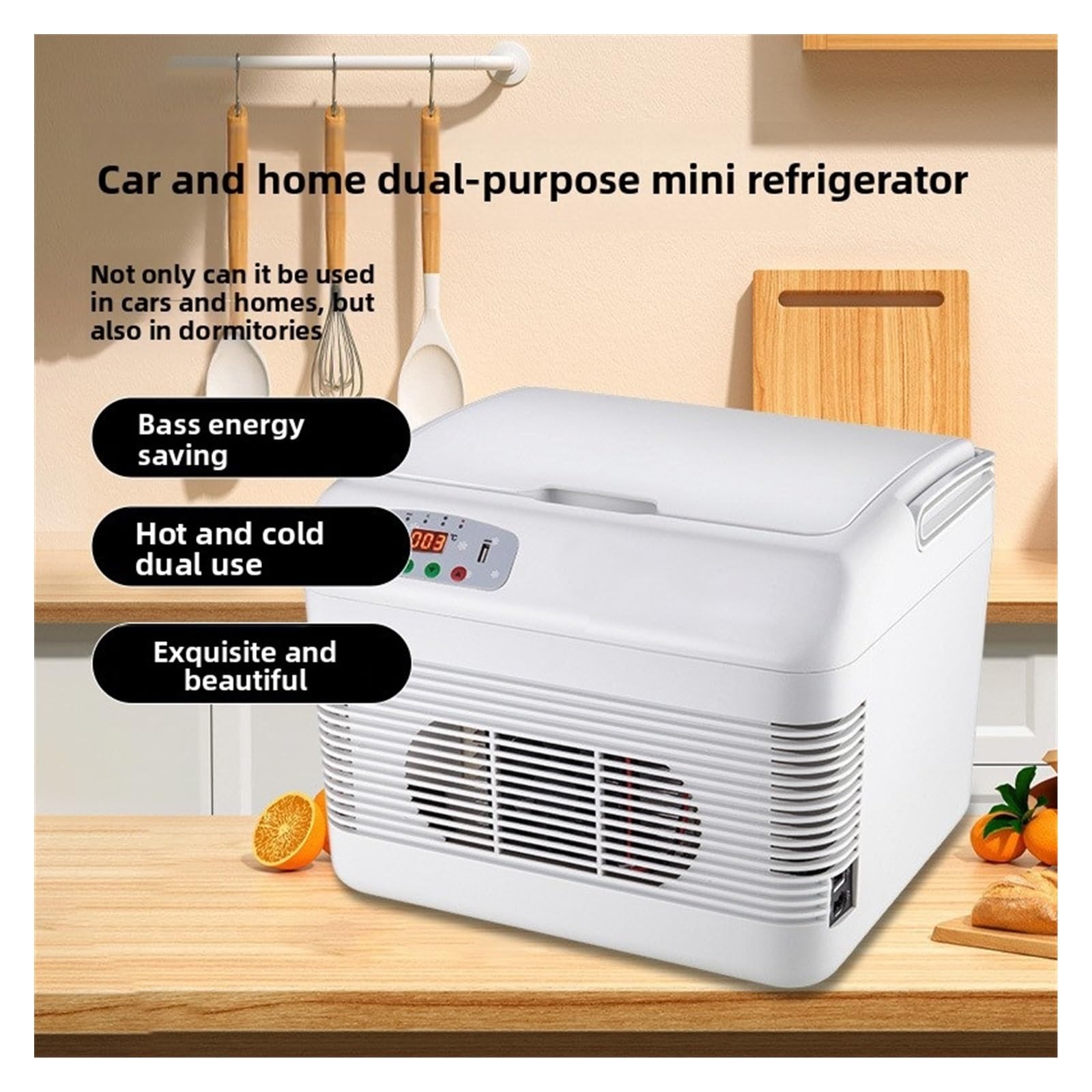 Refrigerador de Coche de 12 litros con Sistema Dual y Pantalla Digital, USB, for Cargar teléfonos móviles, minicontenedor de calefacción for Coche de Doble propósito.(For Car)