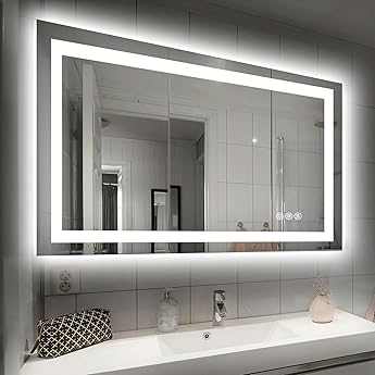 LED Bathroom Mirror, 77"x36" with Front and Backlit, Anti-Fog, Large Bathroom Vanity Mirror for Wall, Memory Function, Stepless Dimmable, Tempered Glass (Horizontal/Vertical)
