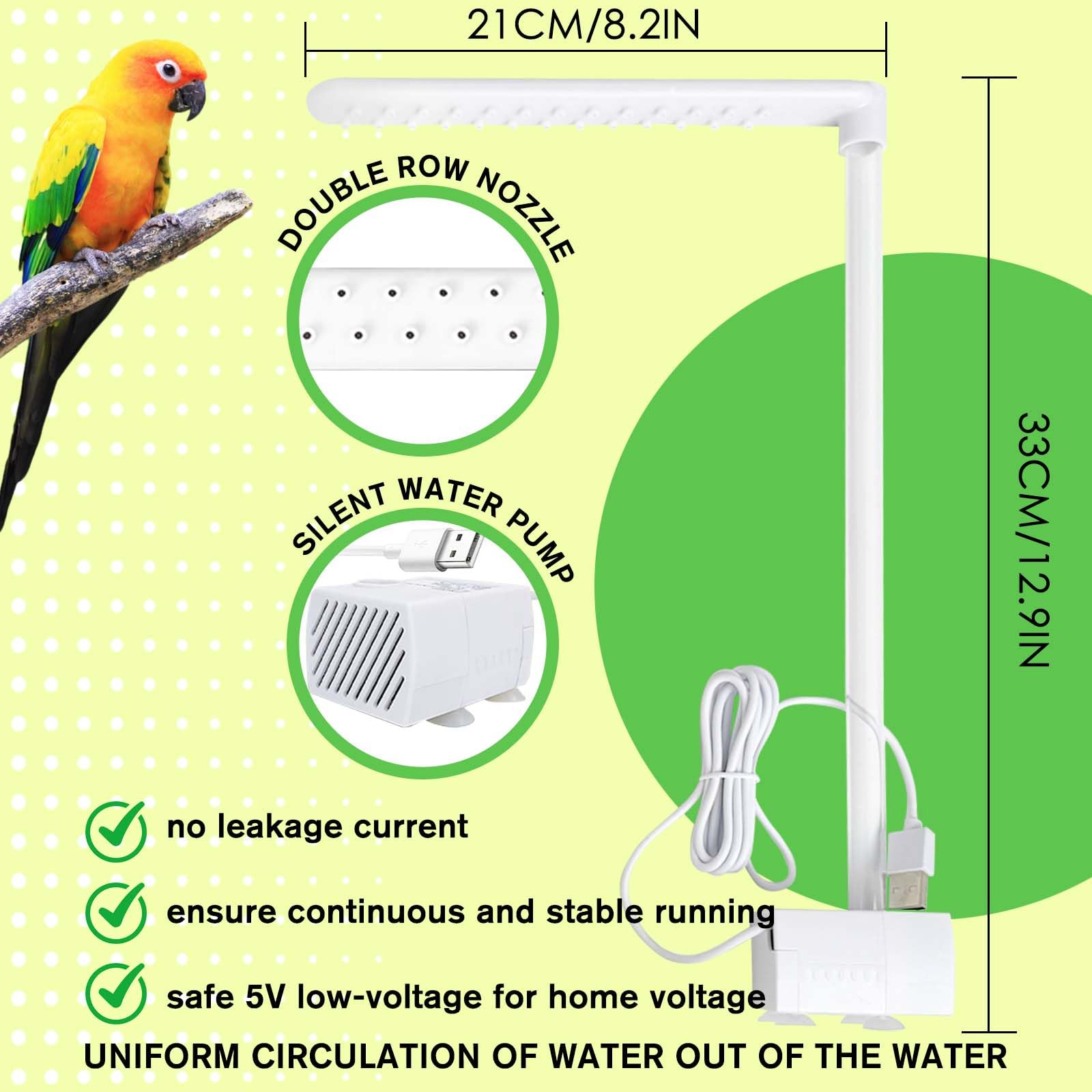 Automatische Vogeltränke Große Vogeldusche Umlaufende Große Papagei Badewanne Brunnen für Sittiche, Nymphensittiche, Sittiche, Wellensittiche, Lovebird, African Grey (Grün)