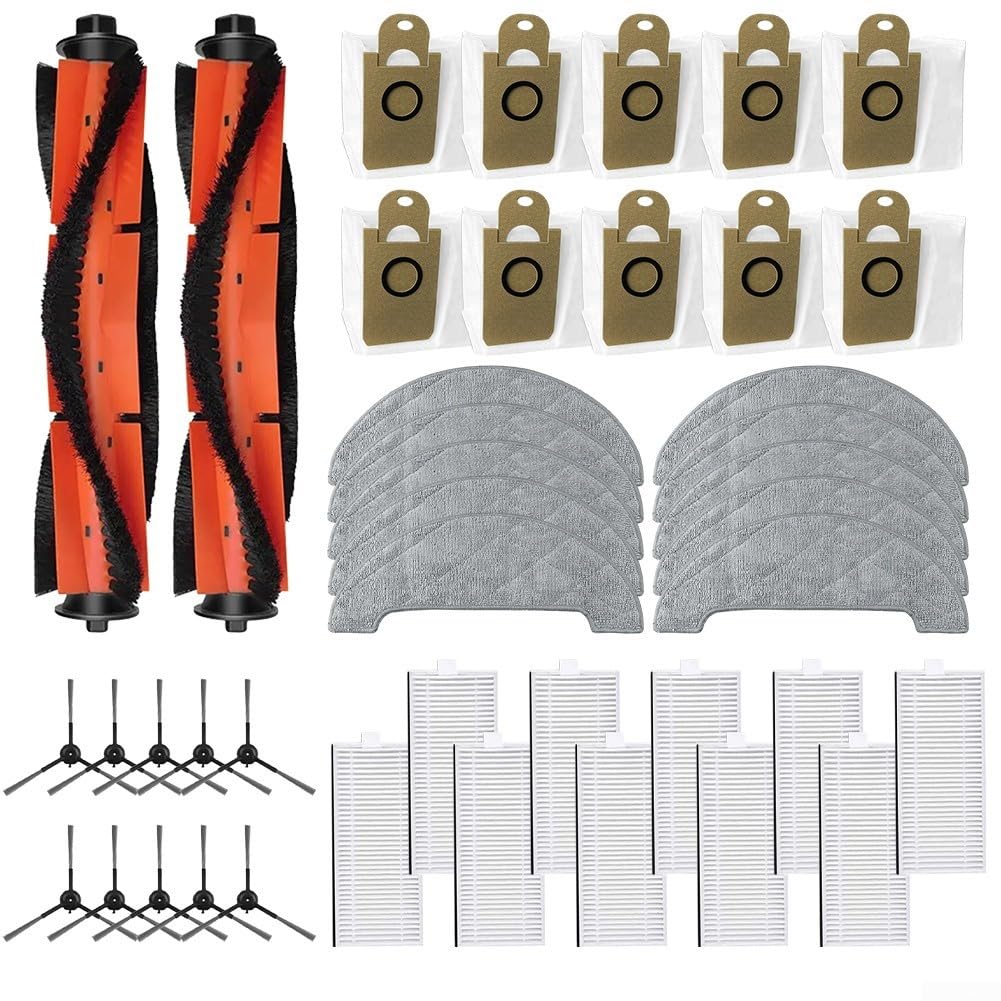 Kit de piezas de repuesto para aspiradora compatible con RV1 Pro y RV1 Pro Max, incluye filtro de cepillo lateral principal, bolsa de polvo y cepillo de rodillo para limpieza profunda