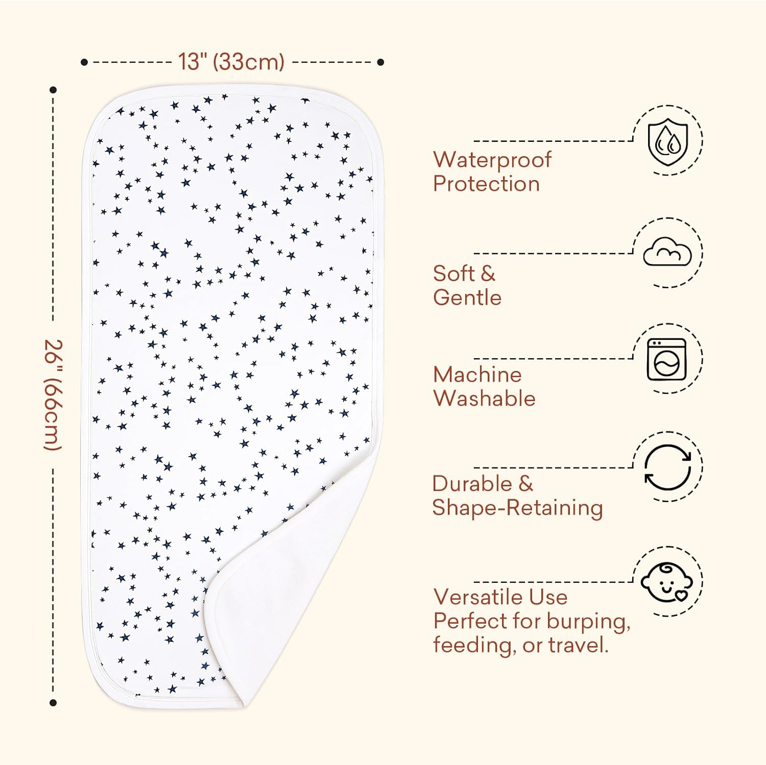 littogoose Premium 8-Pack Waterproof Baby Burp Cloths, Extra Large 13"X26" Soft Absorbent Burping Clothes for Newborns and Infants, Baby Shower Boys Girls Cosmoadventure 13"*26" [33*66cm]