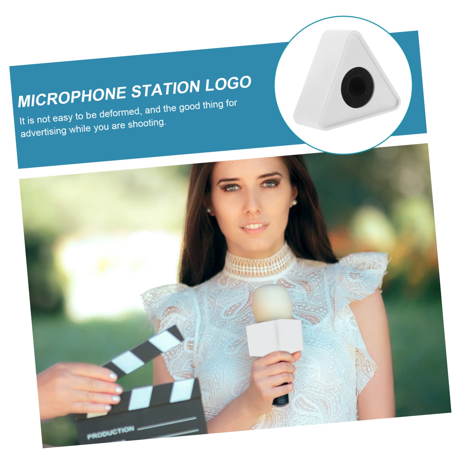 ifundom 10pezzi Microfono Triangolo Abs Per Logo Stazione Interviste Design Creativo e Pratico Compatibile Con La Maggior Dei Microfoni Facile Da Personalizzare e Trasportare
