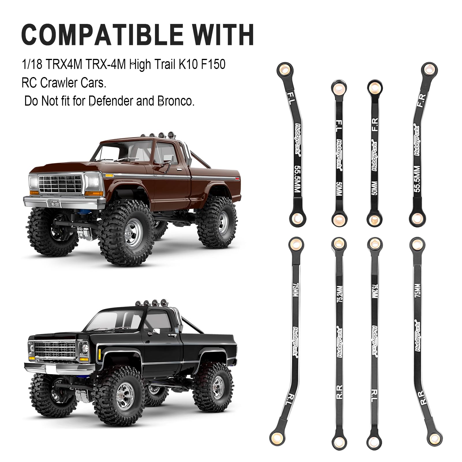 Zolikar High Clearance Chassis Links For TRX4M K10 - Aluminum Upgrade Parts, Red