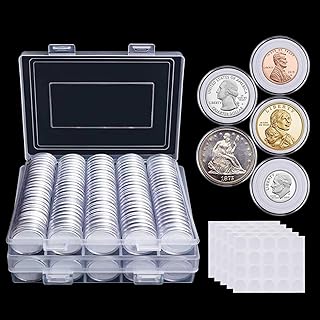 240 Pieces 30mm Coin Capsules Coin Holders for Collectors, with Foam Gasket and Plastic Storage Organizer Box, 5 Sizes (17/20/25/27/30mm) Coin Case for Coin Collection Supplies