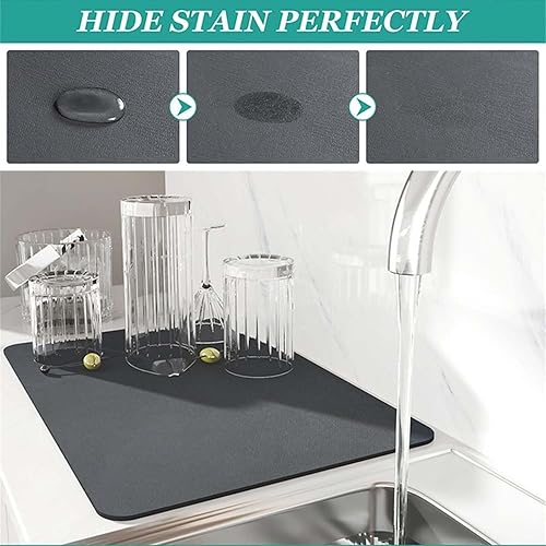 Miniatura 2 de Yullows-Yullows - Tapete de drenaje para cocina, súper absorbente, plegable, para secar platos, sin enjuague, para encimeras, sin marcas de agua,