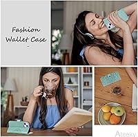 Vista 7 de Funda tipo cartera para iPhone 13 Mini, [bloqueo RFID] Funda protectora de piel sintética con ranura para tarjetas y bolsillo para efectivo