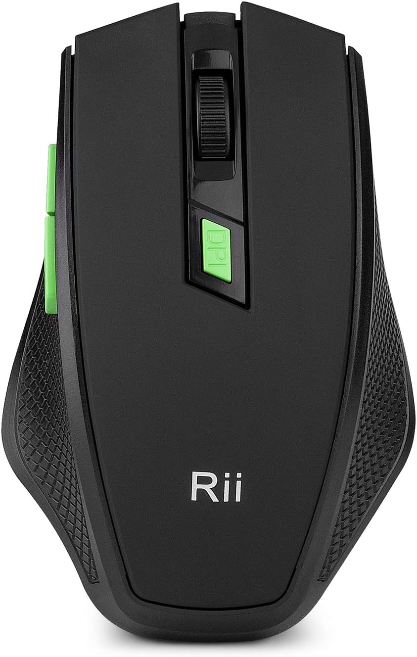Rii RM103 2.4G Wireless Optical Mouse with 1000 1200 1600 DPI, 6 Buttons，USB Plug & Play，Innovative Design for Notebook, PC, Laptop, Computer, MacBook