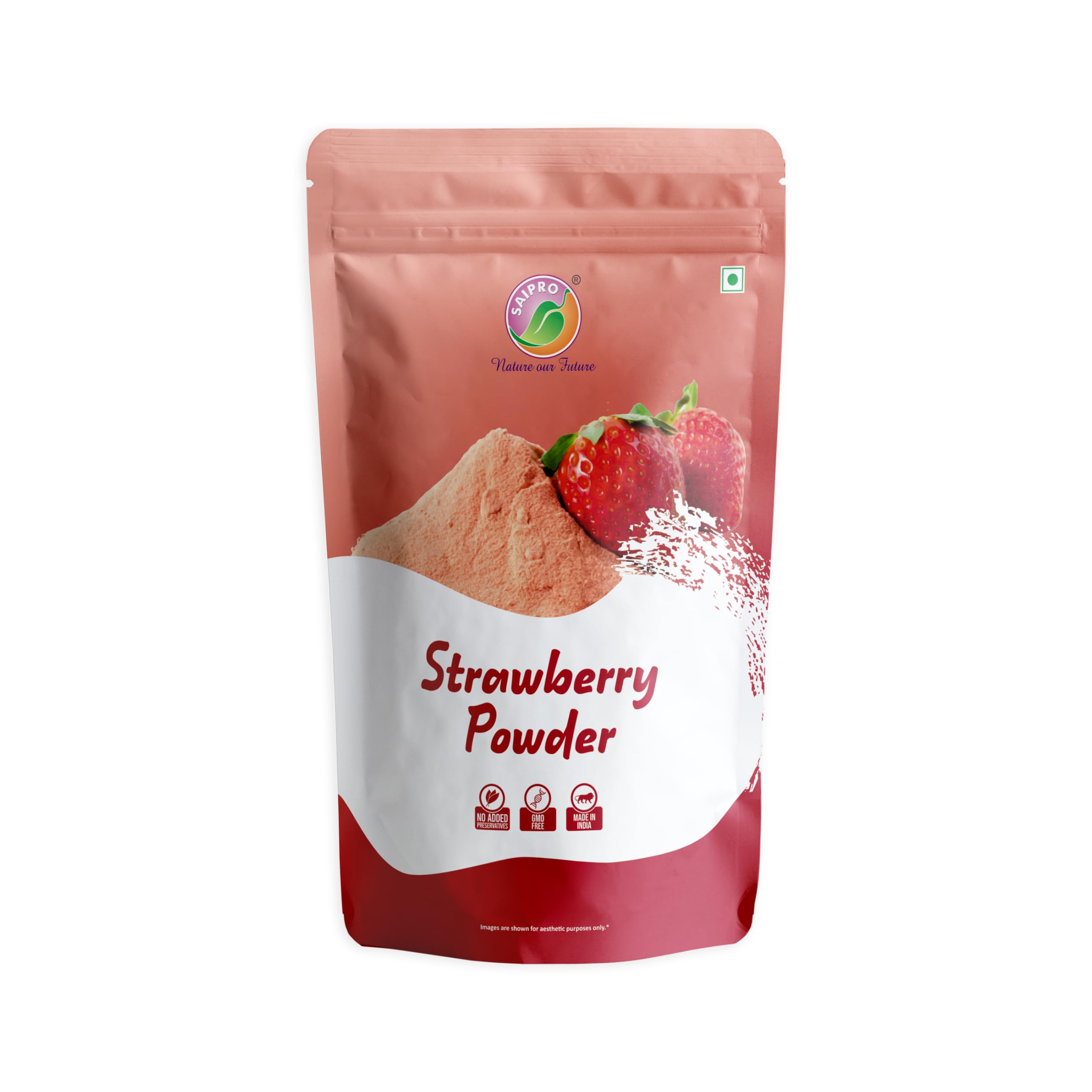 Saipro Strawberry Fruit Powder, 200 gm, Strawberry powder for Cake| Milkshakes|Natural flavour| for food| juice| Lemonade| Ingredient in beverages like lemonade, cooking, baking, cosmetics, all natural. No Artificial colour, No preservatives