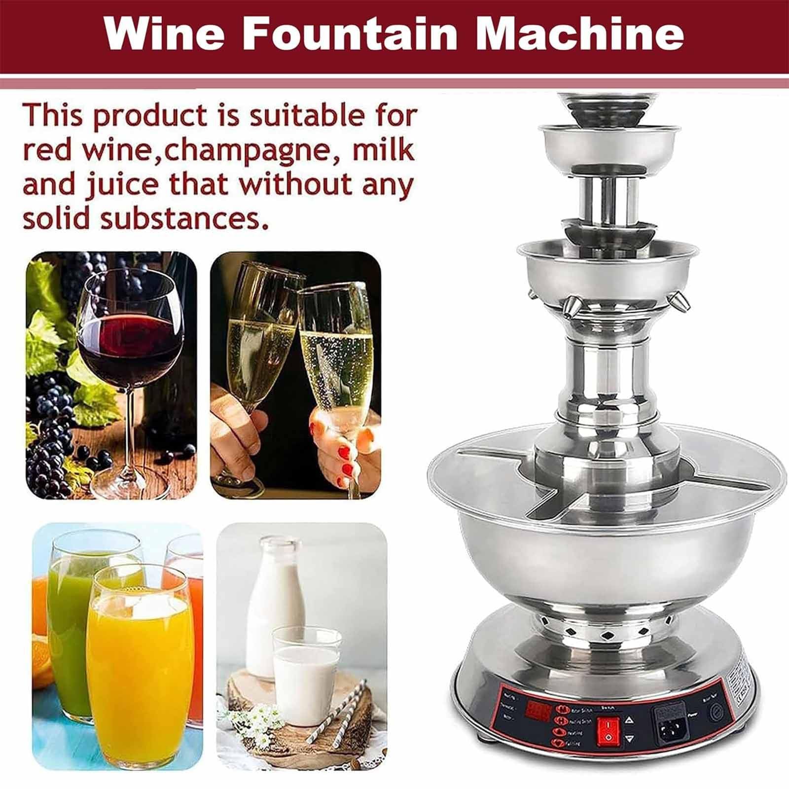 Fontaine à cocktails à 3 niveaux, machine à boissons électrique pour fêtes avec réglage de la température de 0 à 100°C et distributeur de boissons de 3,5 L pour bière, jus et autres boissons