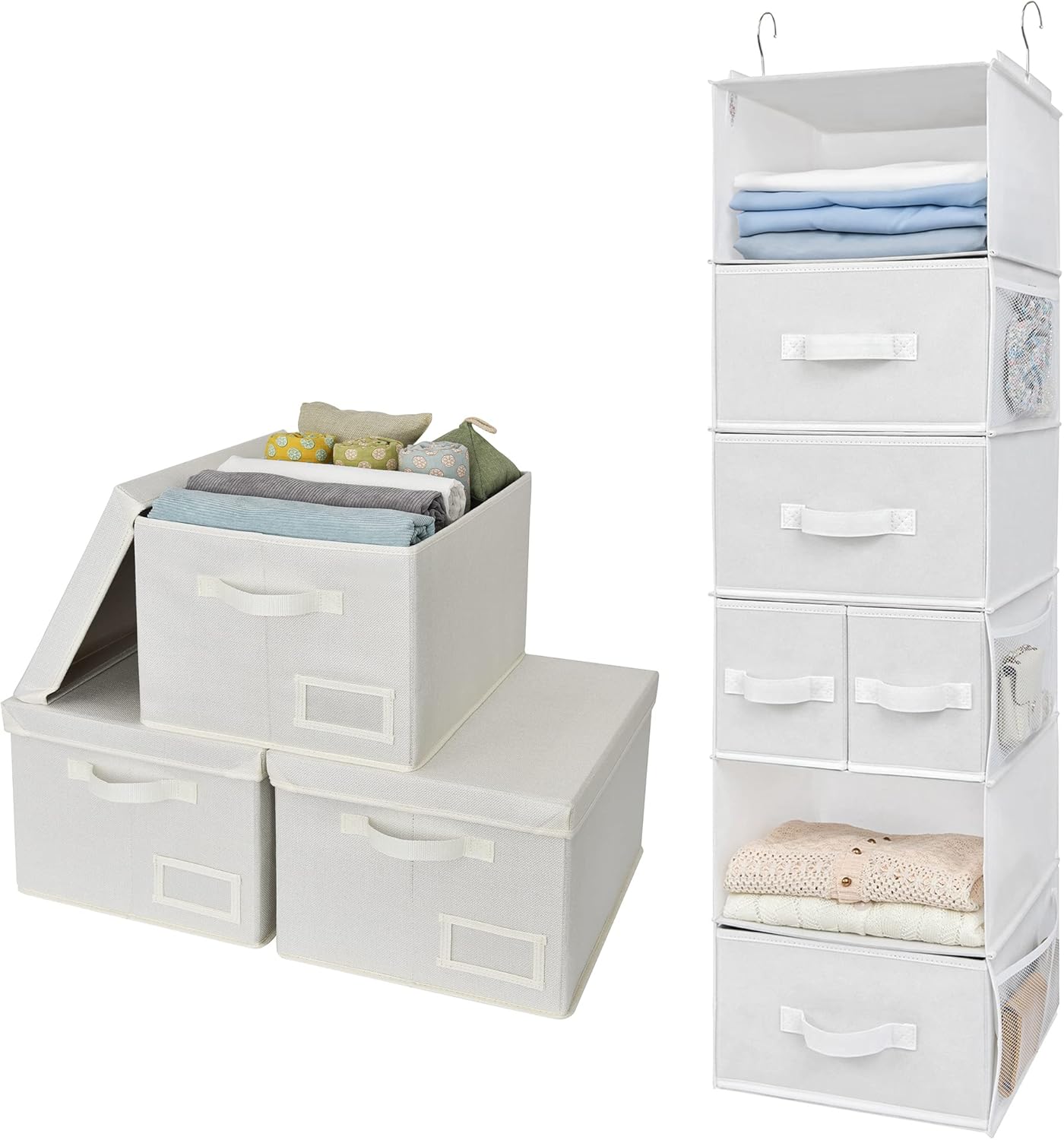 GRANNY SAYS Bundle of 1-Pack Hanging Closet Organizers and Storage & 3-Pack Clothing Storage Bins