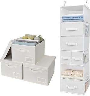 GRANNY SAYS Bundle of 1-Pack Hanging Closet Organizers and Storage & 3-Pack Clothing Storage Bins