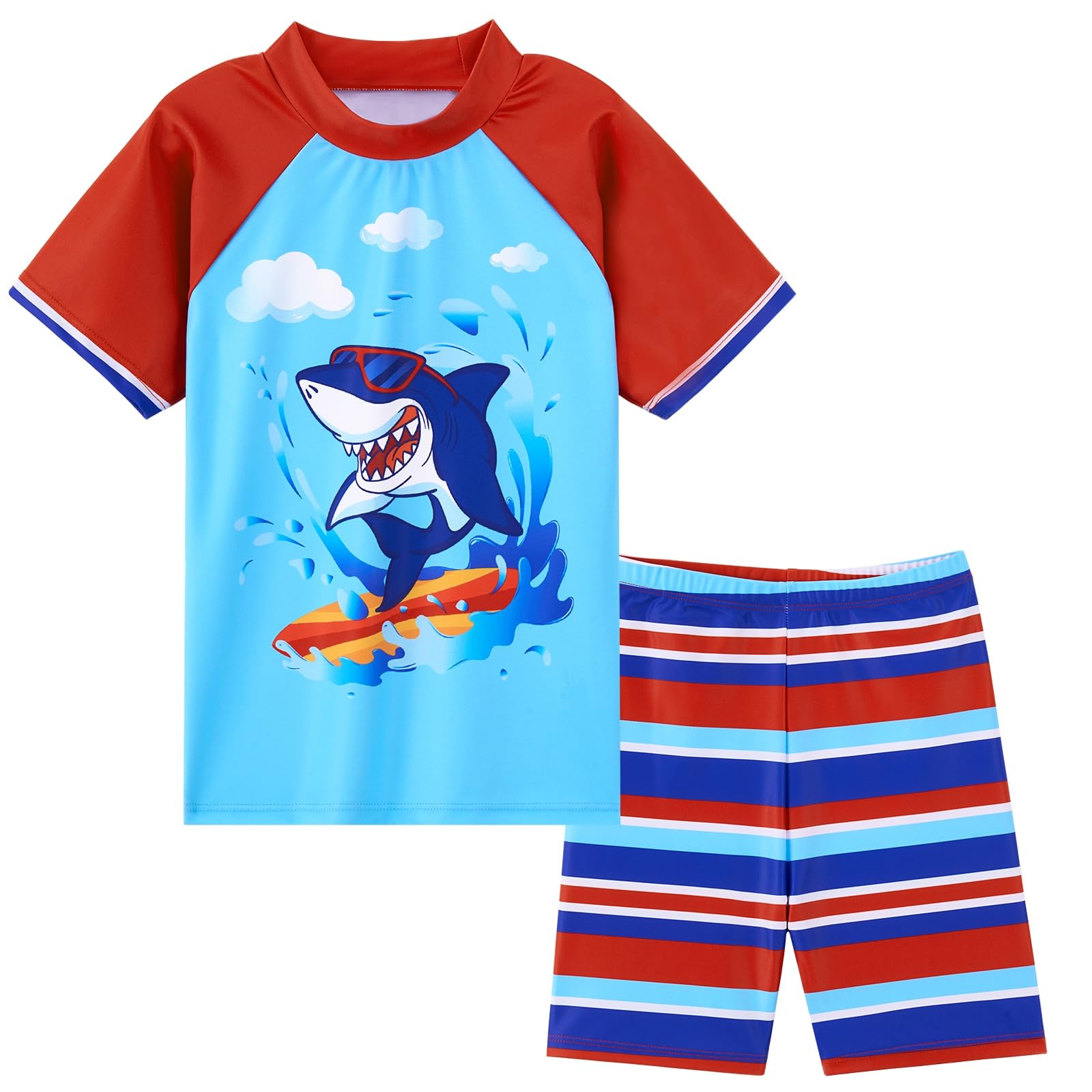 WAWSAM Dino Bañadores para Bebés Niño Traje de baño de Cuatro Piezas Rashguard
