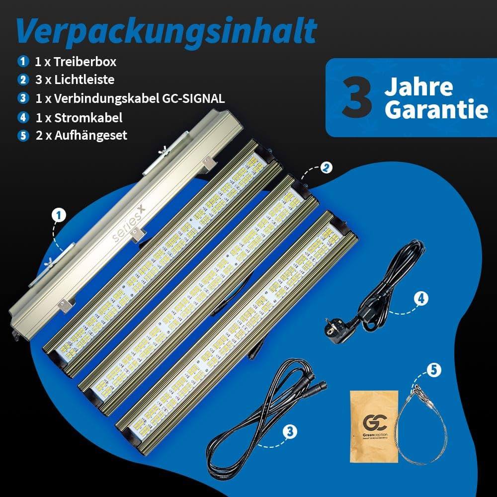 Greenception GCx-9 PWR 360W LED Grow Light Vollspektrum mit UV & IR, dimmbare Pflanzenlampe hohe Effizienz für Zimmerpflanzen, Gemüse & Blüte
