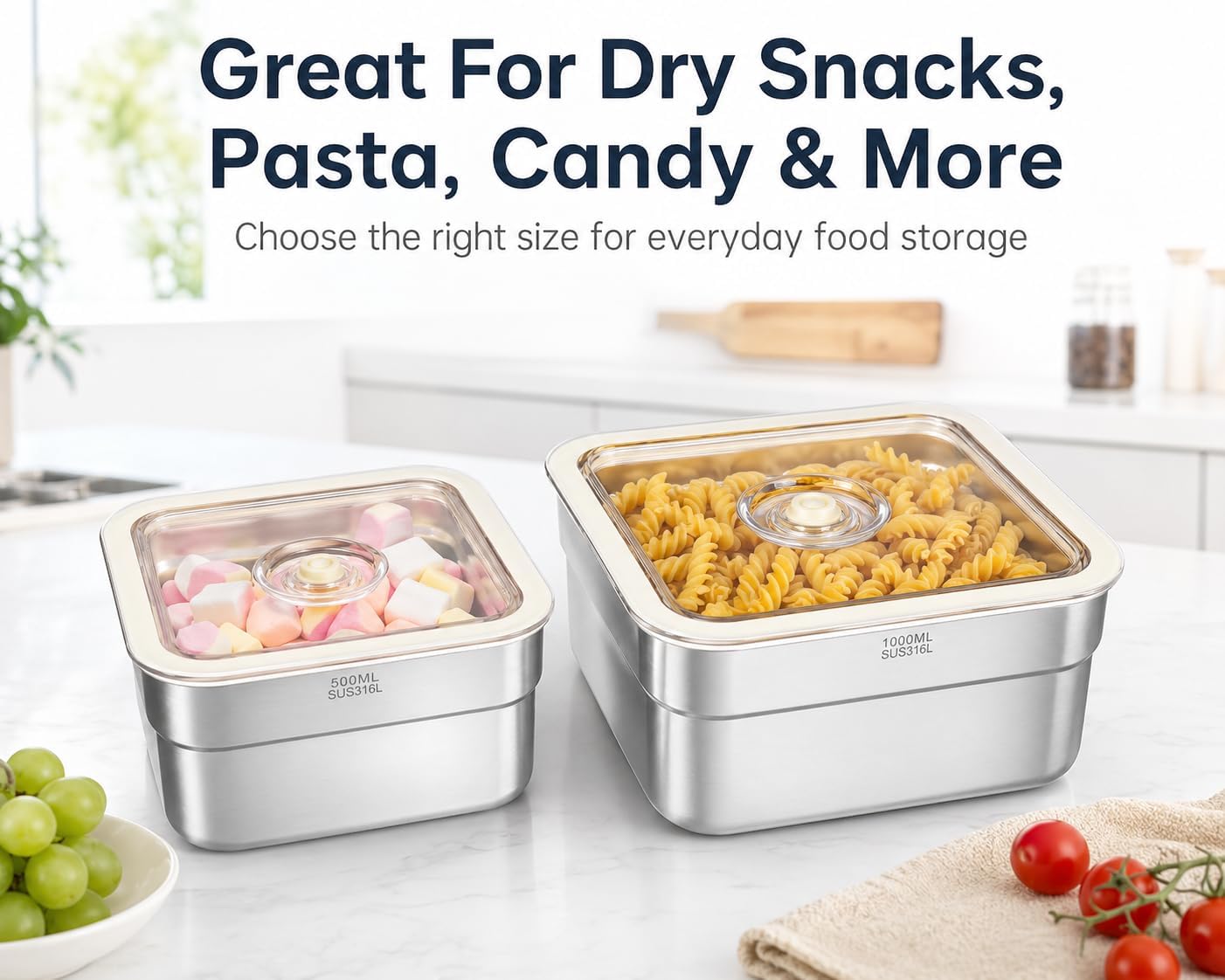 Vacuum Sealed Food Storage Container with Air Valve (1600ml)，Works With Handheld Vacuum Sealer Machine(Vacuum Sealer Not Included) image 4