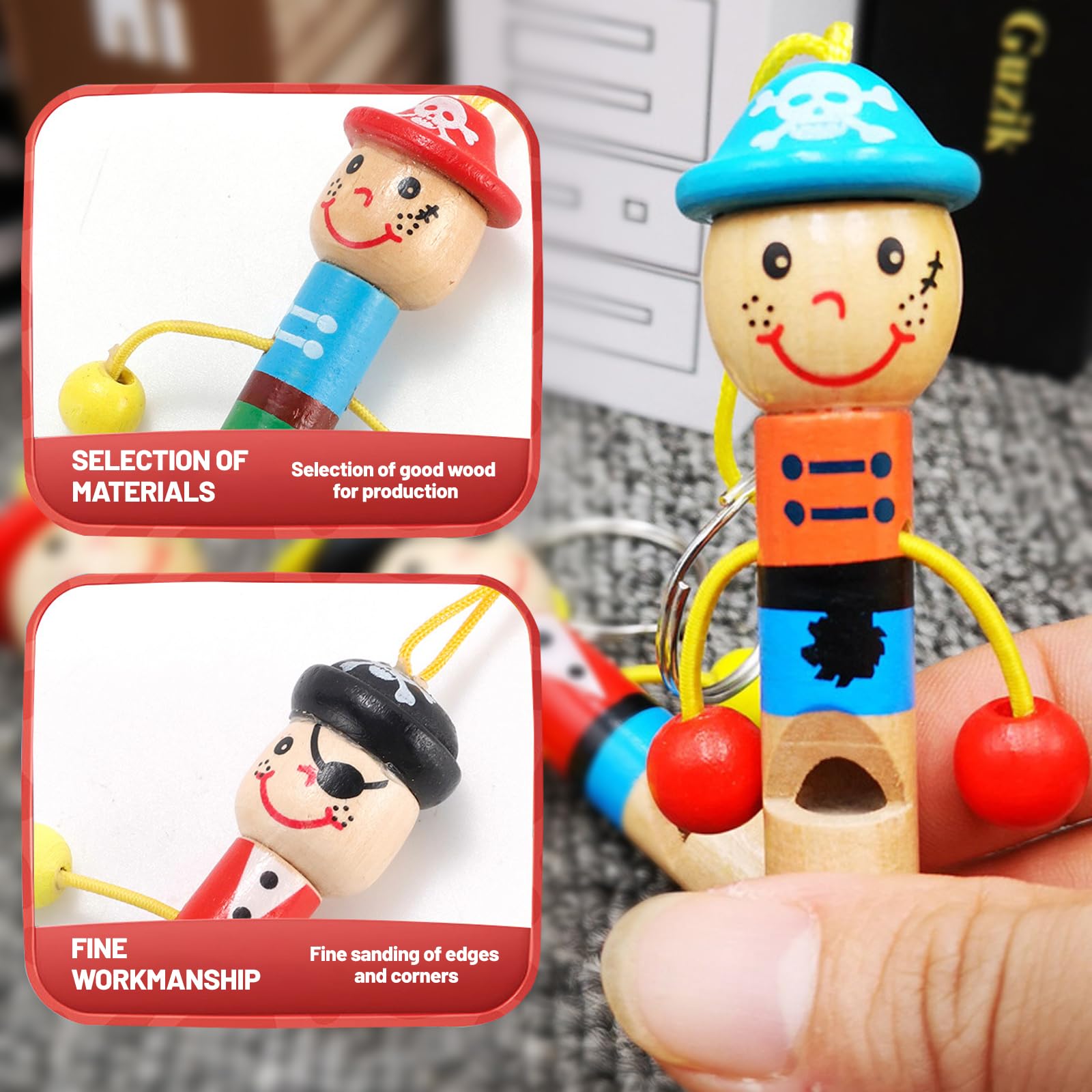 Yiyifor Sifflet Enfant, 10 Pièces Couleur Aléatoire, Sifflet En Bois Pour Enfants, Jouet Anniversaire, Pirate