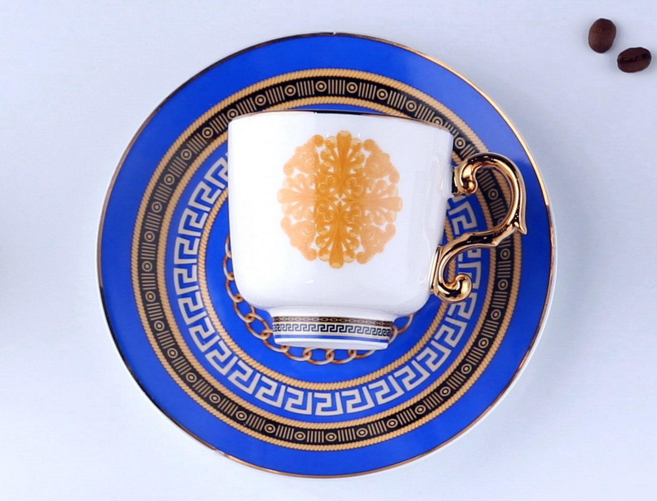 FORGUE Light luxury style small luxury Turkish coffee cup set of 6 pieces ceramic coffee cup dish set espresso small mini cup Pattern 6 six-cup six-disc gift box