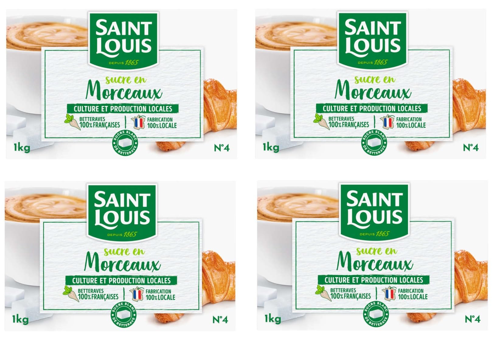 SAINT LOUIS - Sucre Morceaux N°4 / 1Kg - Lot De 4 - Vendu Par Lot - Offre Spéciale
