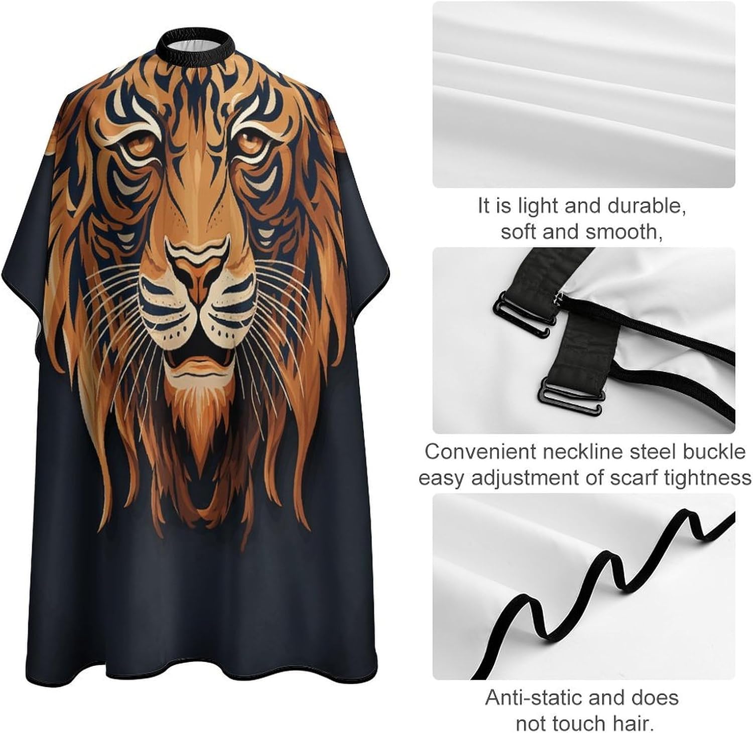 New Year Tiger Logo Design Apron for Women Men,Barber Cape with Adjustable Snap Closure,Hair Cutting Cape,66.9 X 56.7 Inches for Hair Dye, Comb-out, Styling, Shampoo