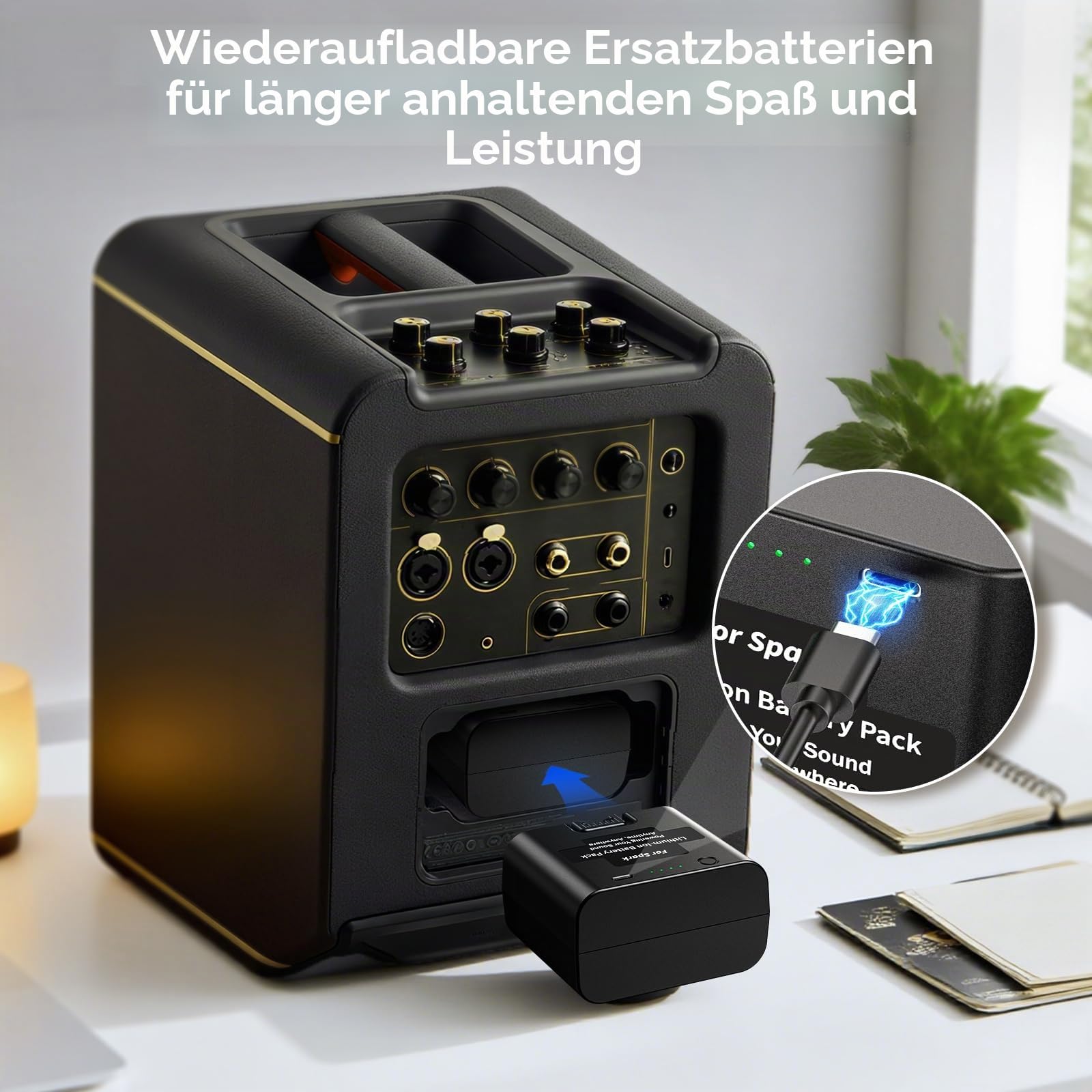 6000mAh Spark-Akku-Ersatz Lithium-Ionen-Akku | Kompatibel mit Spark Live, Spark 2 und Spark Edge, wiederaufladbarer Akku verlängert die Partyzeit, 86,4 Wh