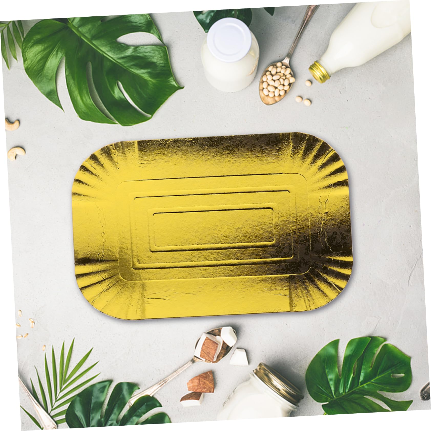 SHERCHPRY Piatti di Carta Usa e Getta Confezione da 10 Pezzi in Foglio di Alluminio Design Semplice Colore Oro per Catering e Buffet