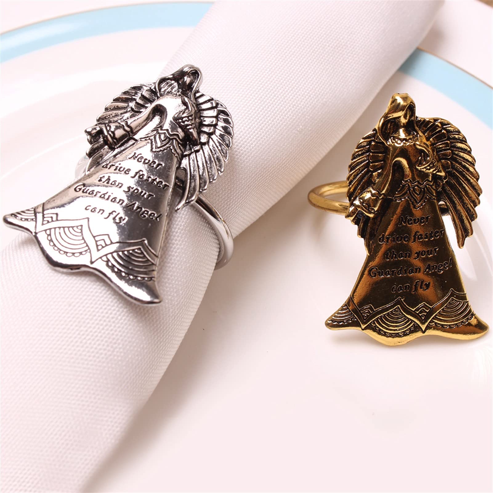 El anillo de la servilleta de la servilleta de la servilleta de la servilleta del ángel del ángel del ángel de la servilleta (Color : Silver)