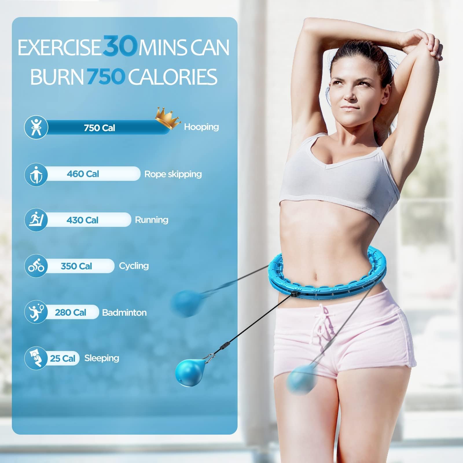 Hula Hoop Fitness Dimagrante con Pesi, Hula Hoop Fitness Adulti XXL, 24 articolati per il fitness possono essere utilizzati per perdere peso e fitness