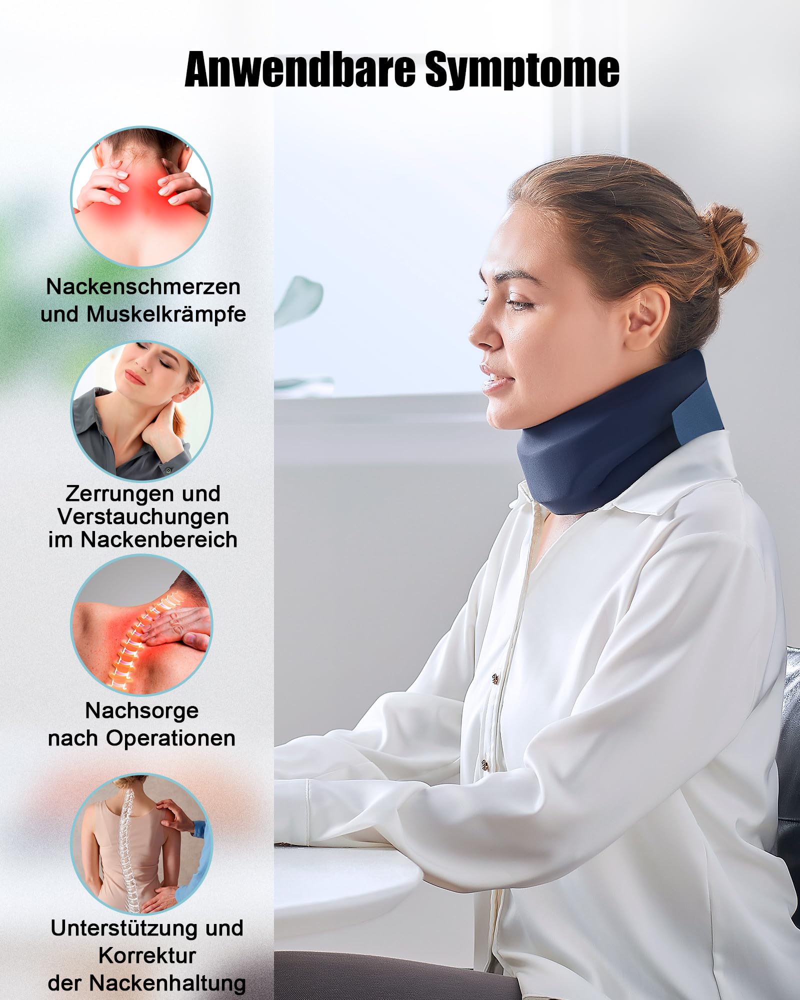 Soporte cervical de espuma suave, ajustable (L)