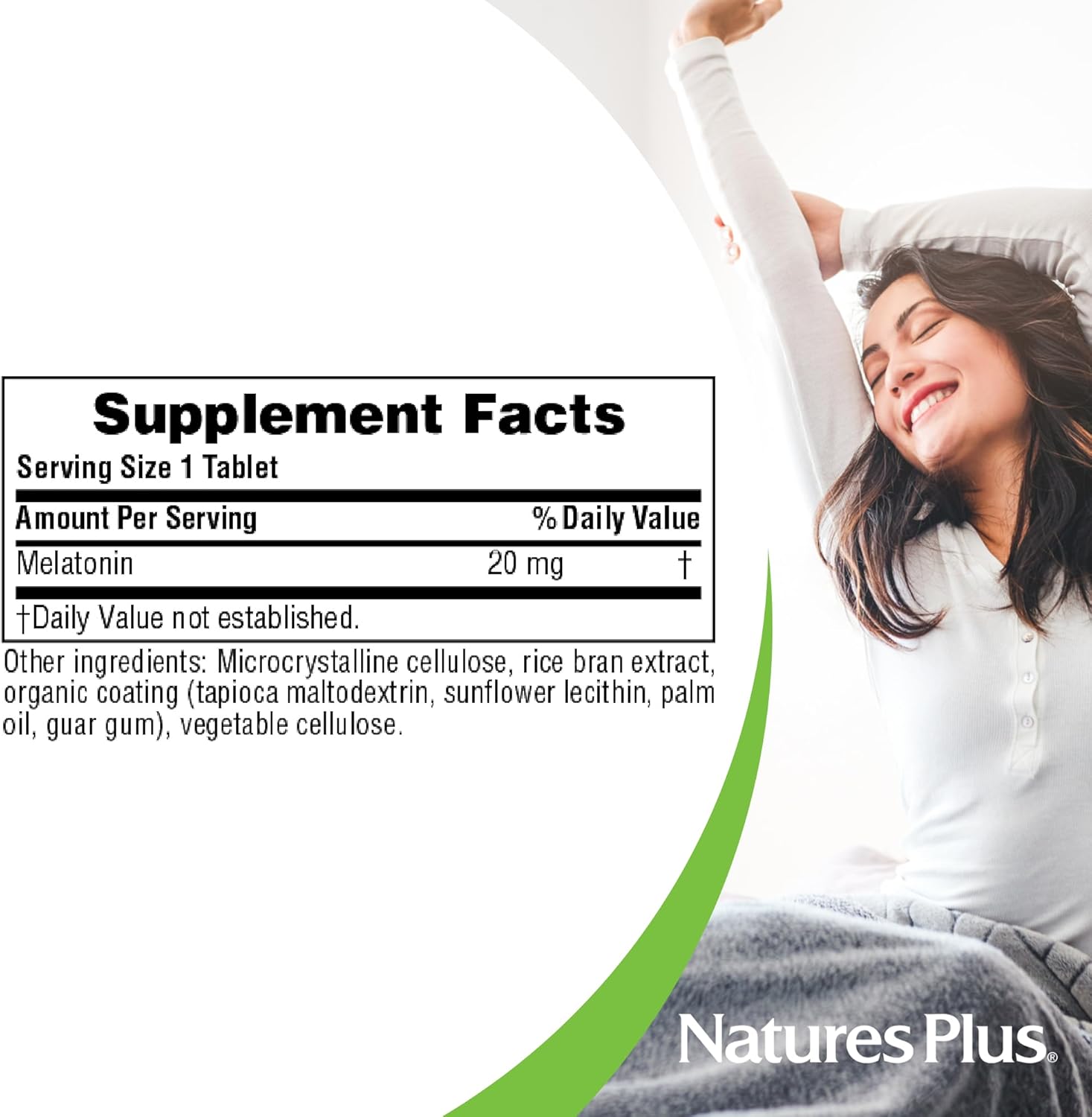 NaturesPlus Melatonin 20 mg - 90 Fast-Acting Tablets - Vegan, Gluten Free - 90 Servings