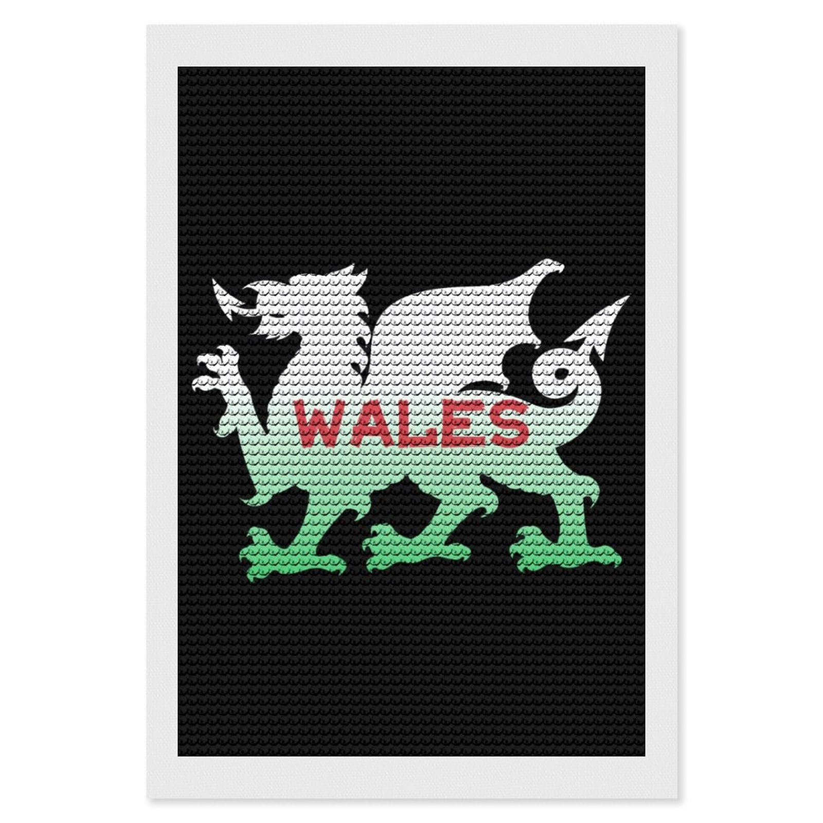Nclqvjxzkhw Style Welsh Dragon Flag Of Wales Diamond Art Painting For Adult Round Diamonds Pictures Arts Crafts Home Wall Decor 8"X12"