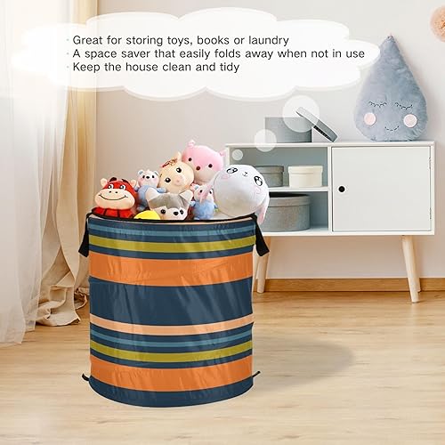 Miniatura 6 de cubbies artesanía plegable ropa sucia cesta para gadget rayas pastel colorido, bolsa para ropa sucia