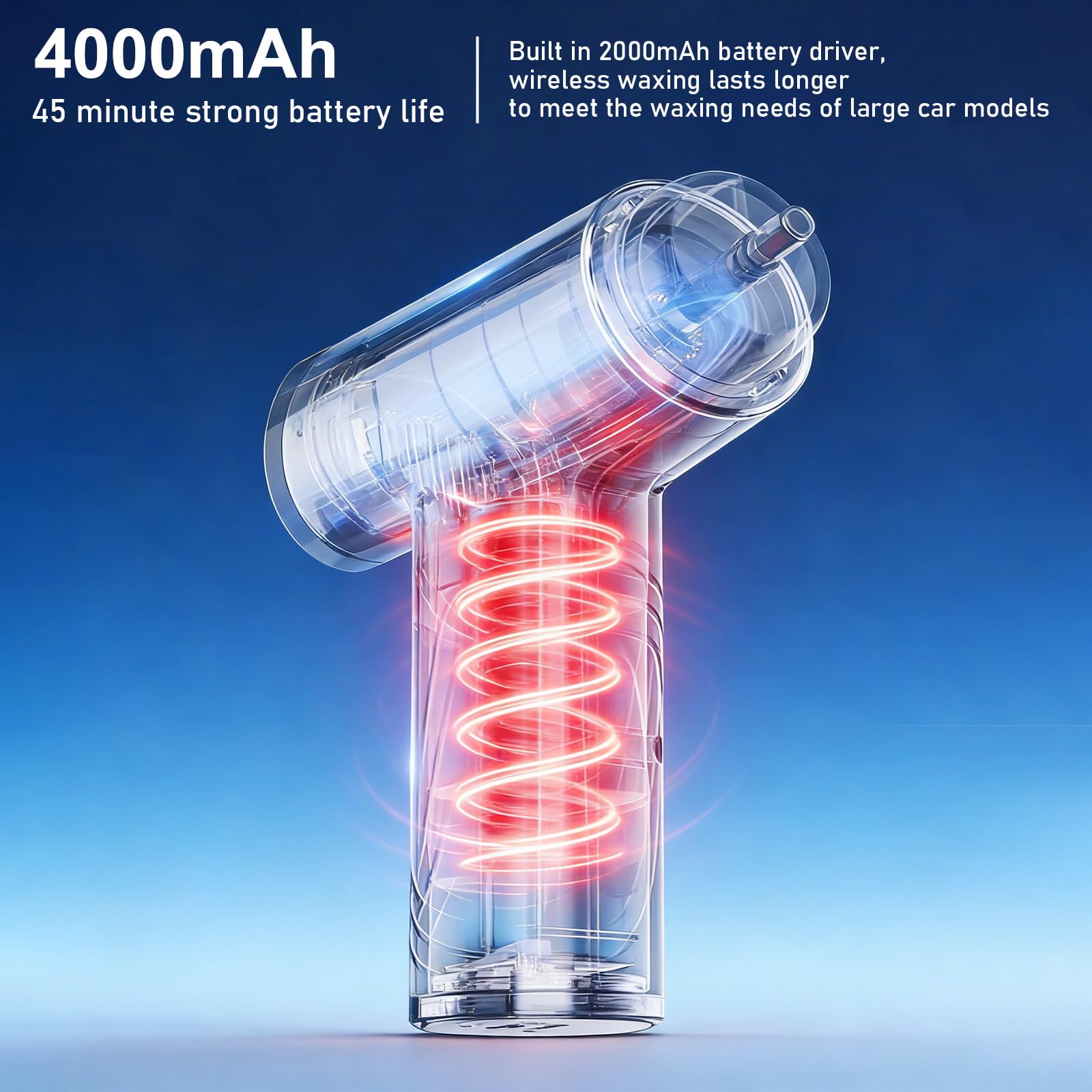 Mini lucidatrice per auto, 148 W, kit lucidatrice per auto, ricaricabile, senza fili, con cuscinetti di lucidatura+2 x 2000 mAh+2 velocità per la rimozione dei graffi